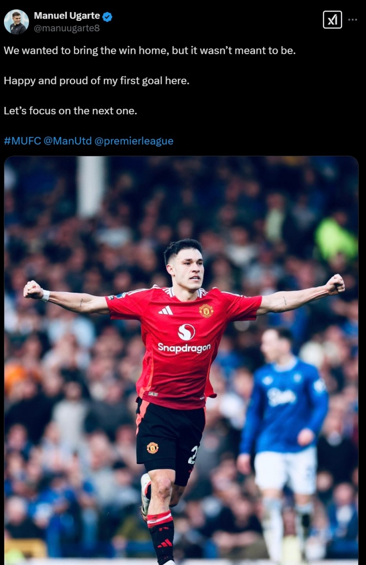 烏加特：很遺憾沒能取得勝利，但很開心打進了我曼聯(lián)生涯的首球