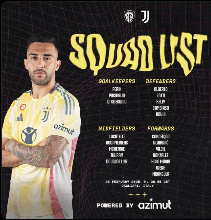 尤文本輪意甲大名單：穆阿尼領銜&道格拉斯-路易斯復出，維加缺席