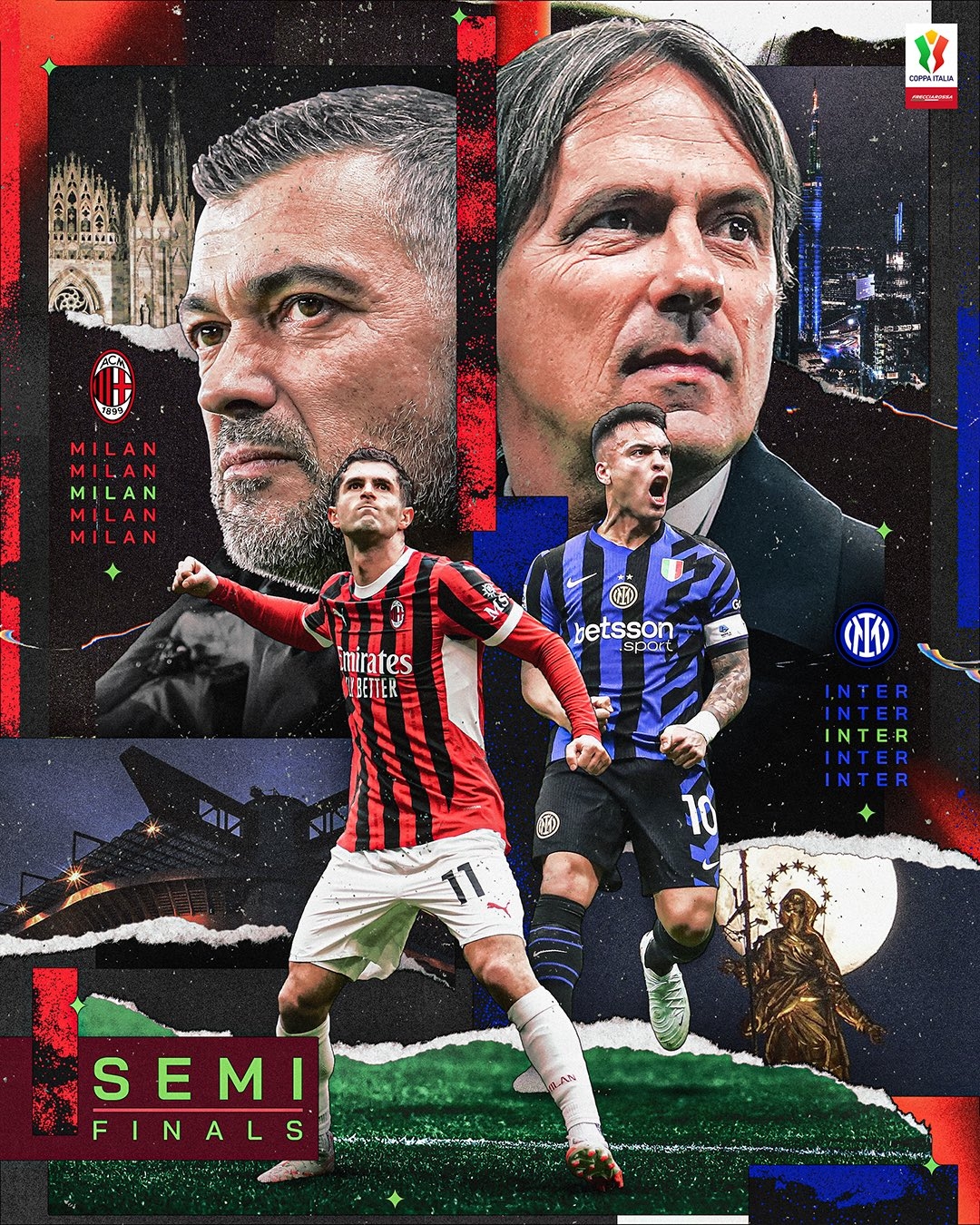 賽季5場米蘭德比！國米意杯半決賽將再戰(zhàn)米蘭，米蘭本賽季不敗