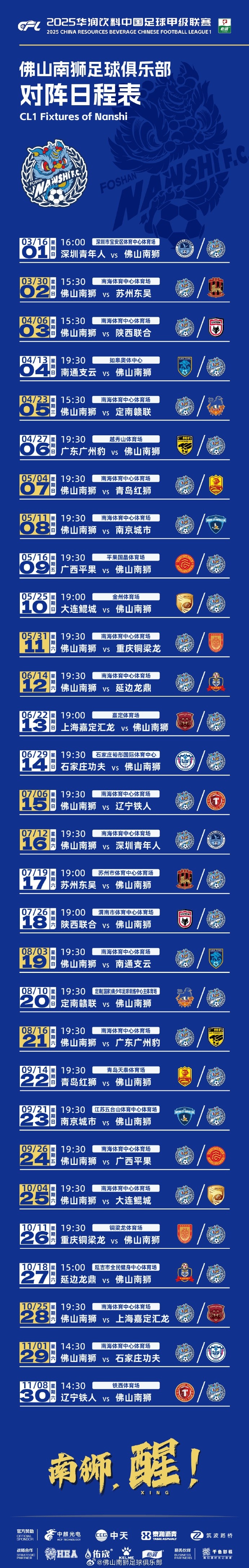 戰(zhàn)鼓擂響、再踏征程！佛山南獅2025賽季對陣日程出爐 ???