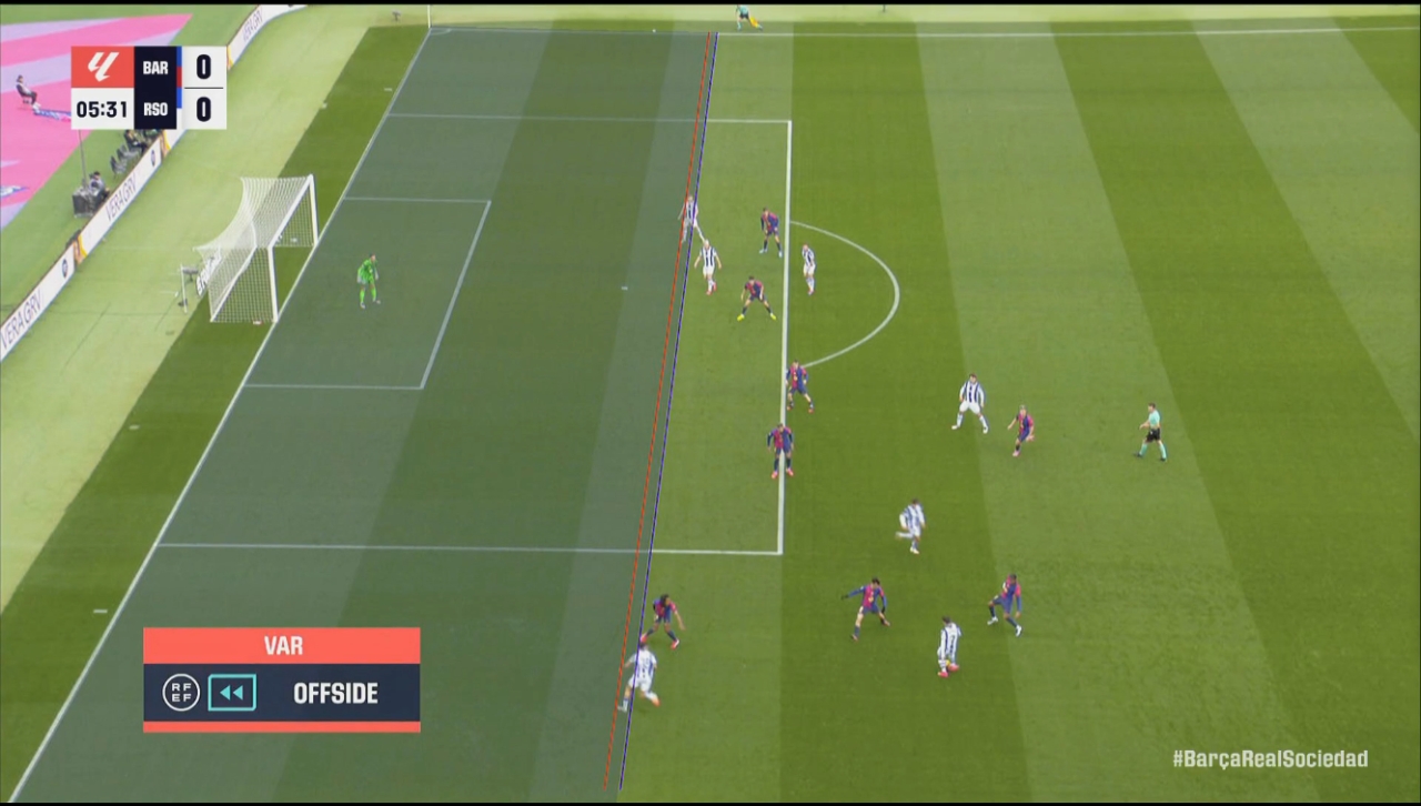 ??進(jìn)球無效！皇社開場3分鐘攻破巴薩大門，主裁吹罰越位在先