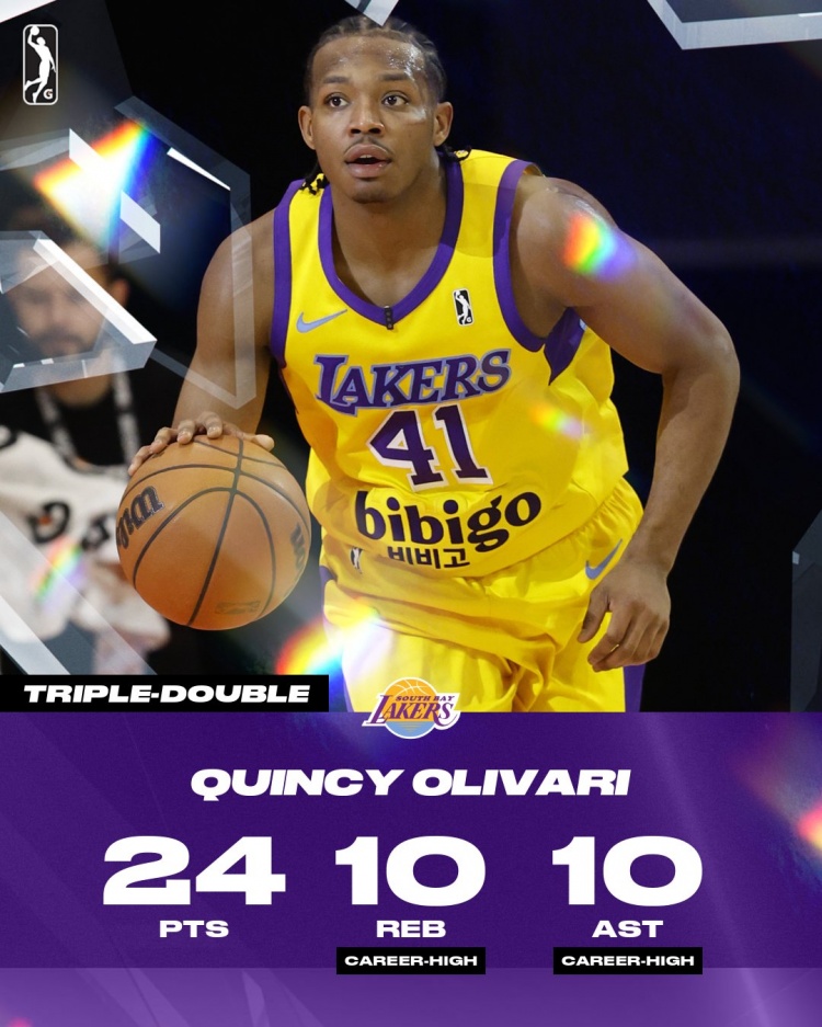 證明自己！奧利瓦里在G聯(lián)盟轟24分10板10助 生涯首攬三雙