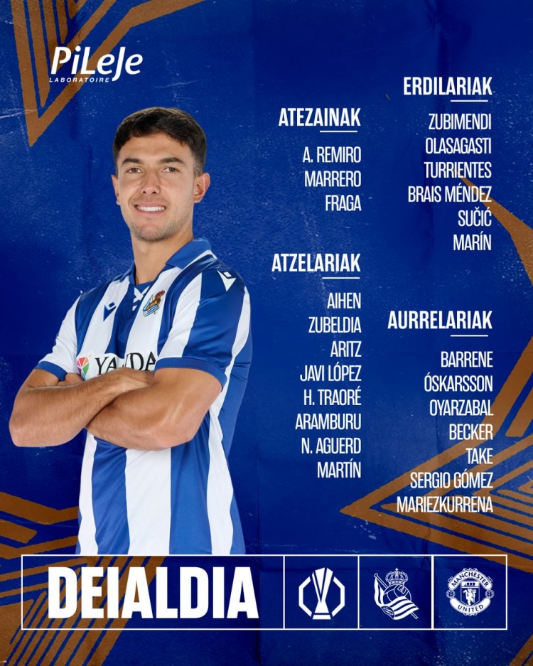 皇社歐聯(lián)戰(zhàn)曼聯(lián)名單：祖比門迪、奧亞薩瓦爾、久保建英在列