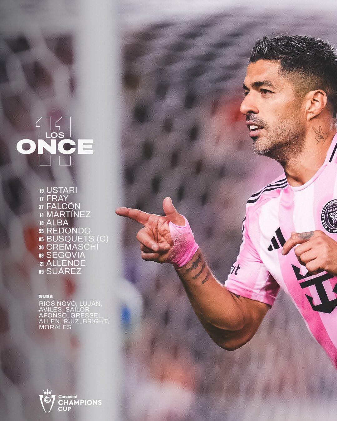 邁阿密國際首發(fā)：梅西缺陣，蘇牙、布斯克茨、阿爾巴出戰(zhàn)