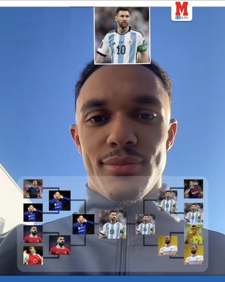 阿諾德在表格游戲中選了梅西為GOAT，C羅比不過阿扎爾