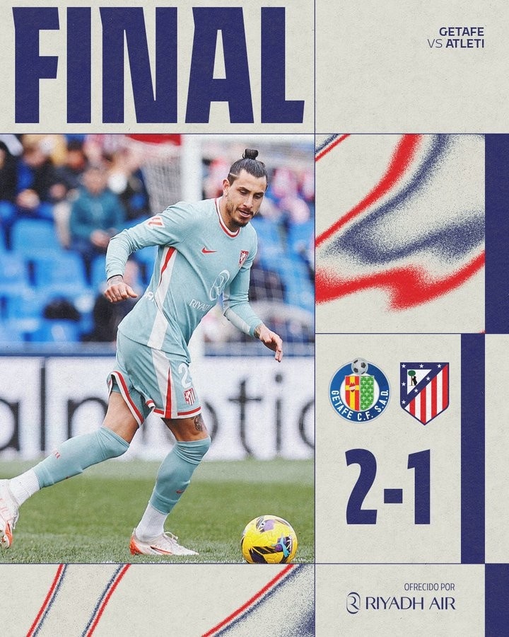 馬失前蹄！馬競在西甲對赫塔費連續(xù)24場不敗被終結(jié)