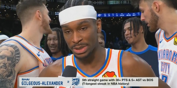 亞歷山大對(duì)陣綠軍連續(xù)5場(chǎng)拿下至少30分5助攻 追平歷史紀(jì)錄！