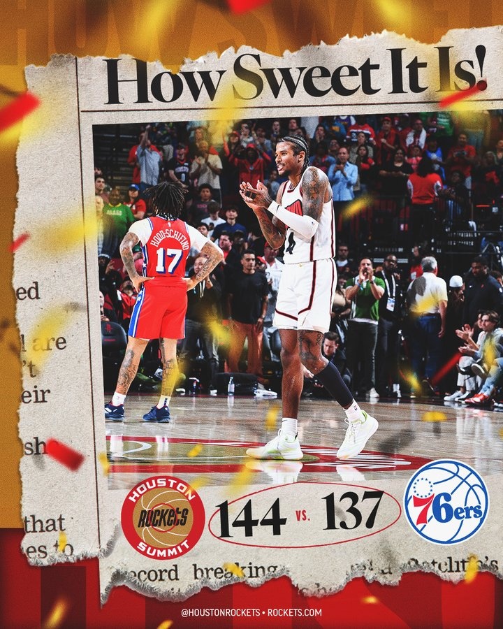 云淡風(fēng)雪輕！火箭曬贏球海報 助攻生涯新高的杰倫-格林登上封面