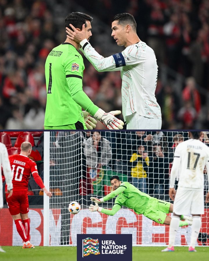 給建議了？歐國(guó)聯(lián)官推：C羅與科斯塔耳語(yǔ)，隨后后者撲出點(diǎn)球