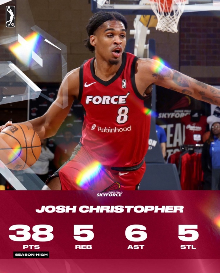 亂殺！火箭舊將克里斯托弗G聯(lián)盟22中13爆砍38分5板6助5斷2帽