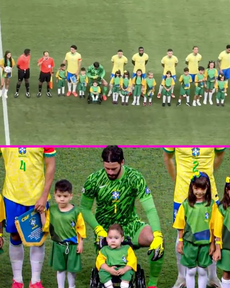 暖心！阿利森賽前列隊時單膝跪地，以照顧身前坐輪椅的球童