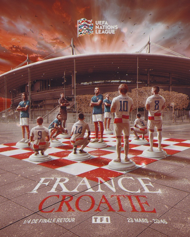爭取逆轉(zhuǎn)！法國發(fā)布對克羅地亞海報：姆巴佩、莫德里奇領(lǐng)銜出鏡