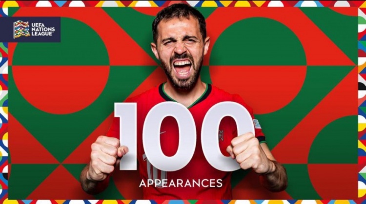 30歲B席達(dá)成葡萄牙隊(duì)100場里程碑：13球28助攻+2019年歐國聯(lián)冠軍