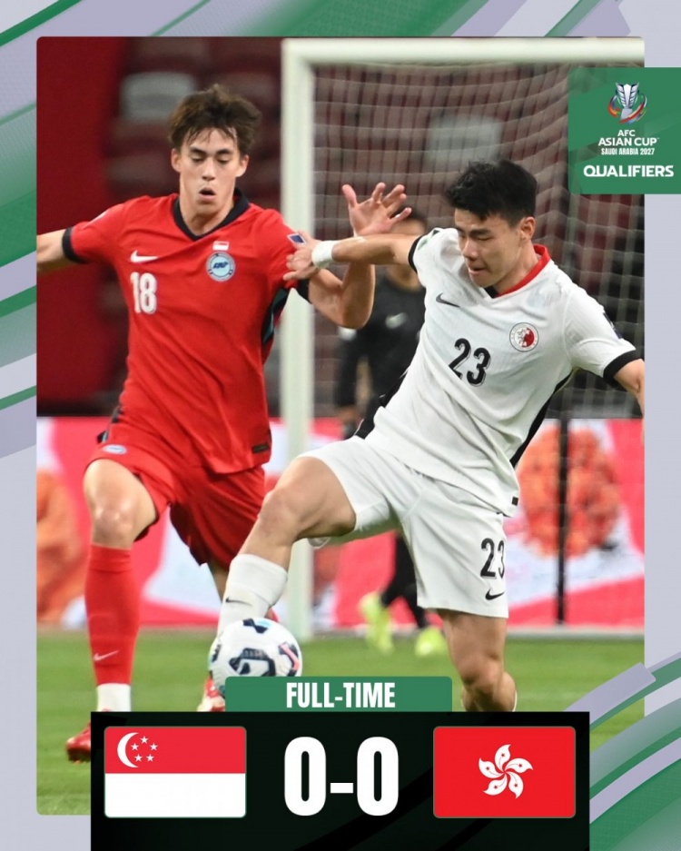 2027年亞預(yù)賽第三階段首輪，新加坡隊(duì)0-0戰(zhàn)平中國香港隊(duì)