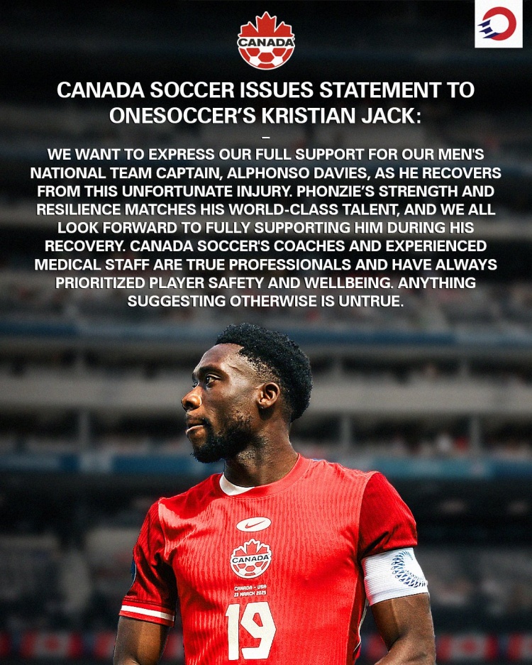 強行讓阿方索出戰(zhàn)？加拿大足協(xié)：沒有不顧球員健康，將全力支持他