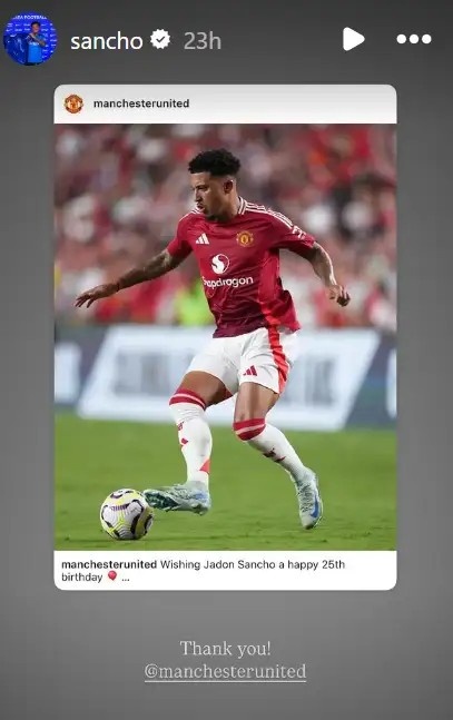桑喬轉(zhuǎn)發(fā)曼聯(lián)為他慶生的動態(tài)，魔迷熱議：壞了，該不會真要回來吧