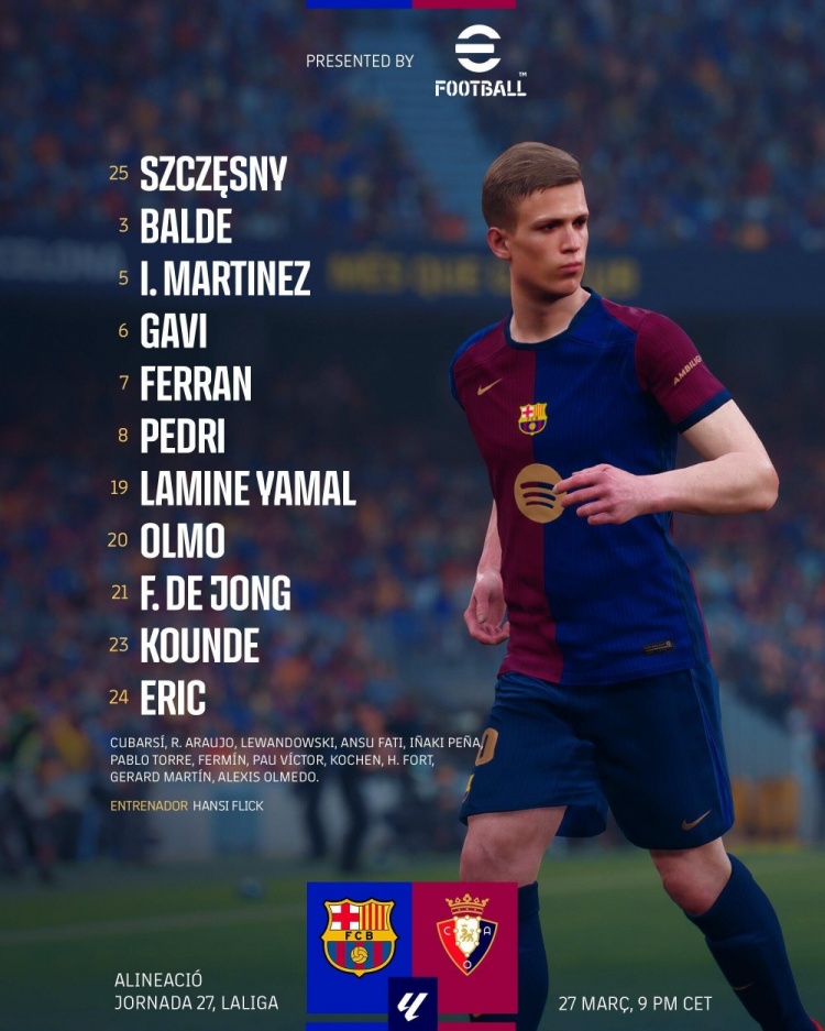 記者談巴薩首發(fā)：需要觀察一下費(fèi)蘭&奧爾莫誰(shuí)擔(dān)任9號(hào) 萊萬將輪休