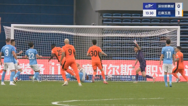 處子球！奧斯卡點射被撲+補射破門，玉昆1-0領先新鵬城