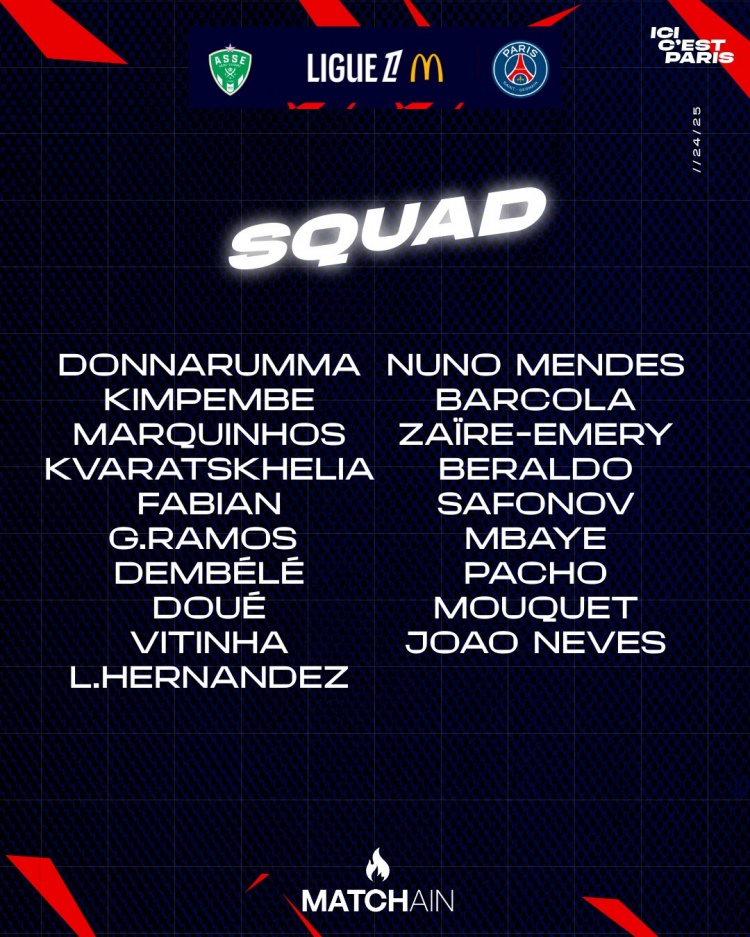 巴黎客戰(zhàn)圣埃蒂安名單：登貝萊、K77在列，阿什拉夫、李剛?cè)嗜毕?> </a>
                            <div   id=