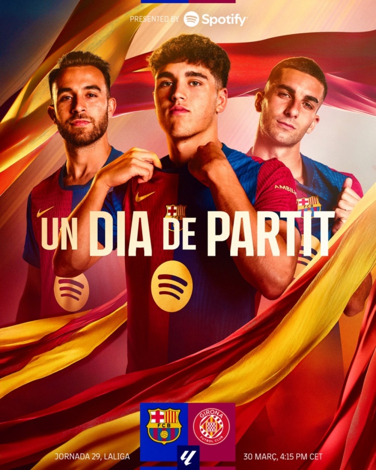 巴薩發(fā)布對陣赫羅納海報：庫巴西、費蘭、埃里克-加西亞出鏡