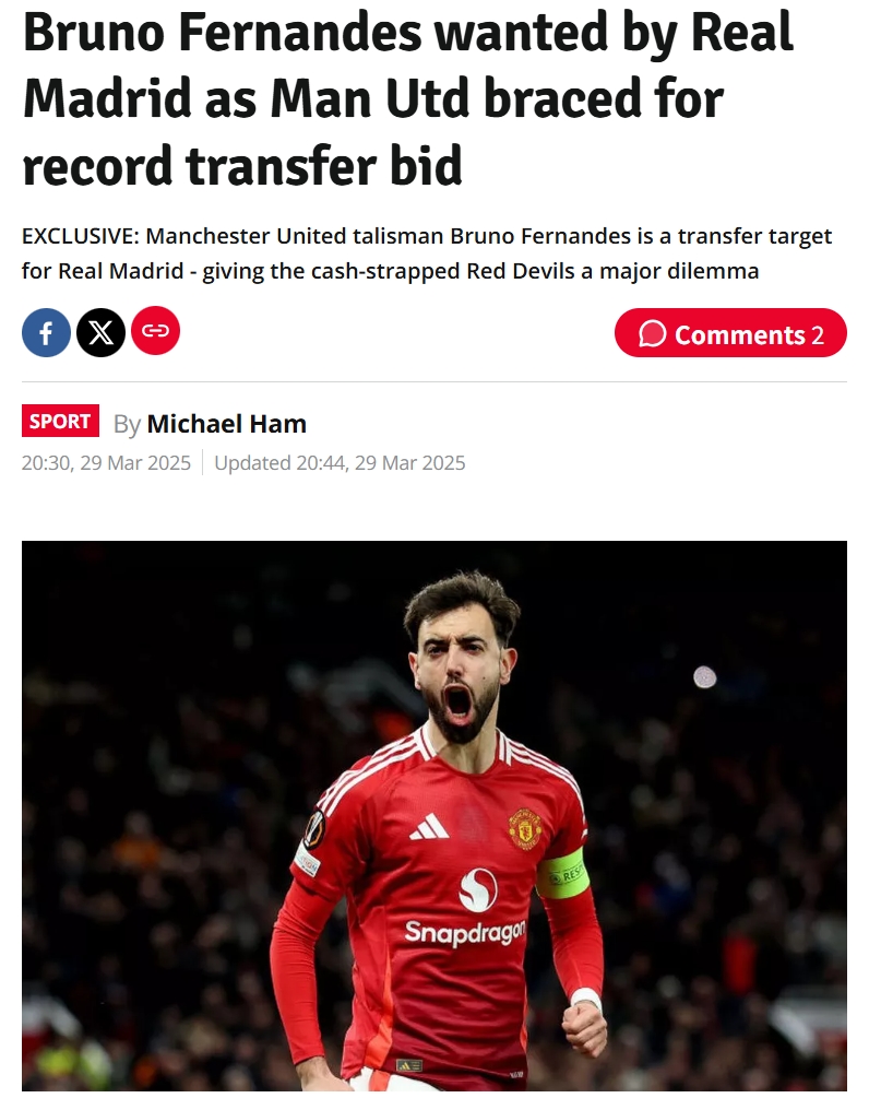 賣隊長？星報獨家：皇馬考慮9000萬英鎊挖角B費，已多次現(xiàn)場考察