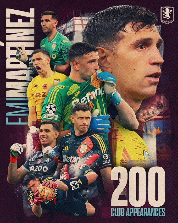 大馬丁達(dá)成維拉200次出場(chǎng)里程碑，已為球隊(duì)完成63次零封